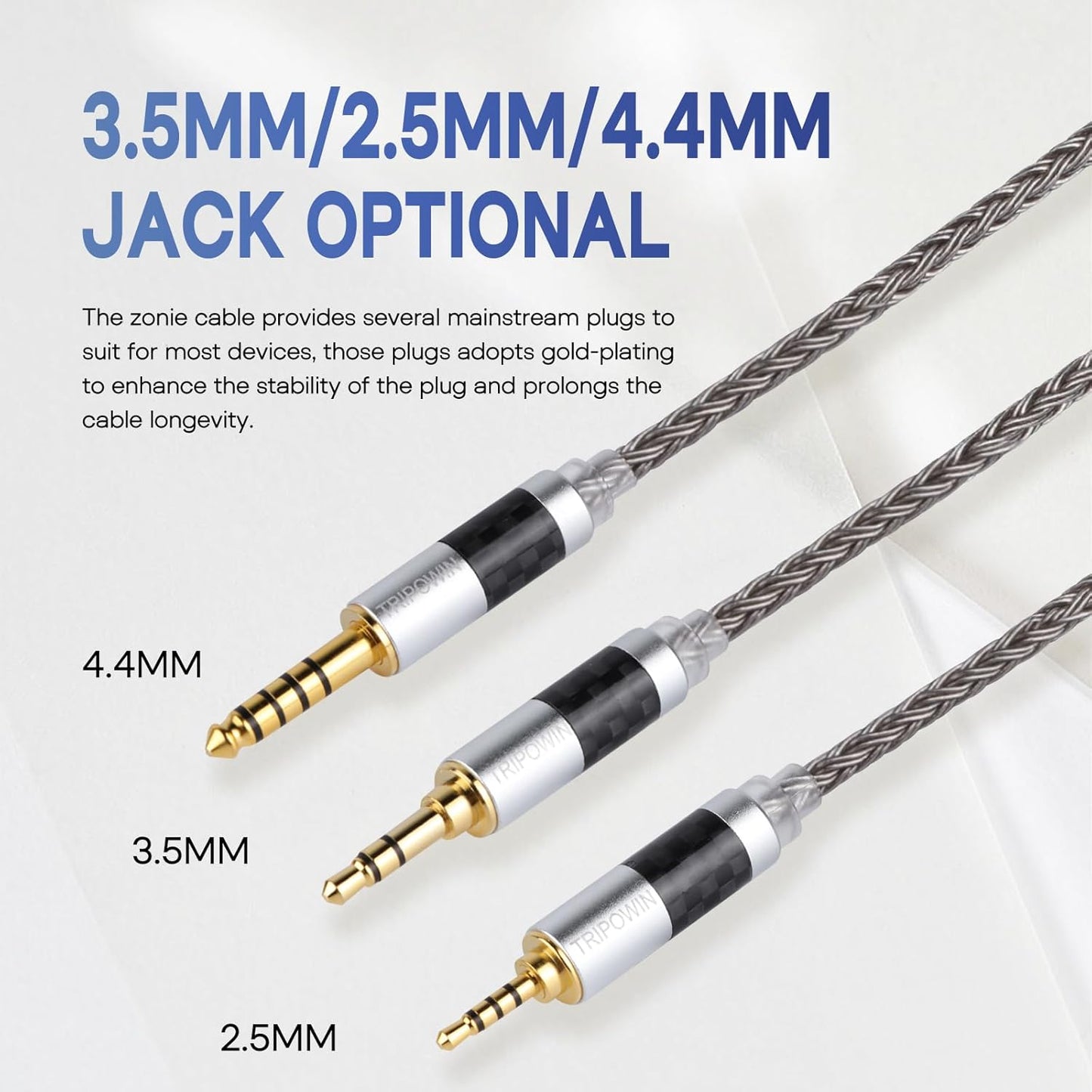 Zonie 16 Core Silver Plated Cable SPC Earphone Cable for BL03 TRN V90 V80 AS10 ZS10 ZS6 ES4 ZST ZSR Iems (2Pin 0.78-3.5Mm, Grey)