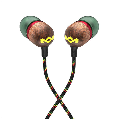 Smile Jamaica Wired: Wired Earphones with Microphone, Noise Isolating Design, and Sustainable Materials (Rasta)