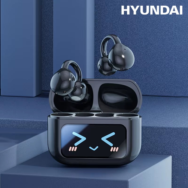 Choice  M100 ENC Ear Clip LED Digital Display Earphones Wireless Bluetooth Headphones Noise Cancelling Touch Control
